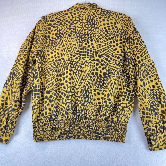 NWOT Vintage JUDY BOND Womens 14 Animal Print Smocked Waist Button V-Neck Blouse - Picture 9 of 9